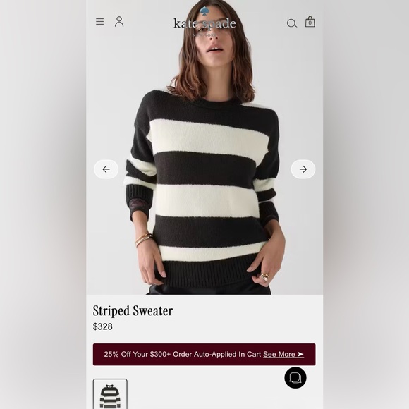 Kate Spade Bold Black and Cream Striped Sweater
